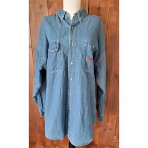 Vintage ACME Looney Tunes XL Denim Shirt Bugs Bunny Taz 90s Cartoon Button Up🐰